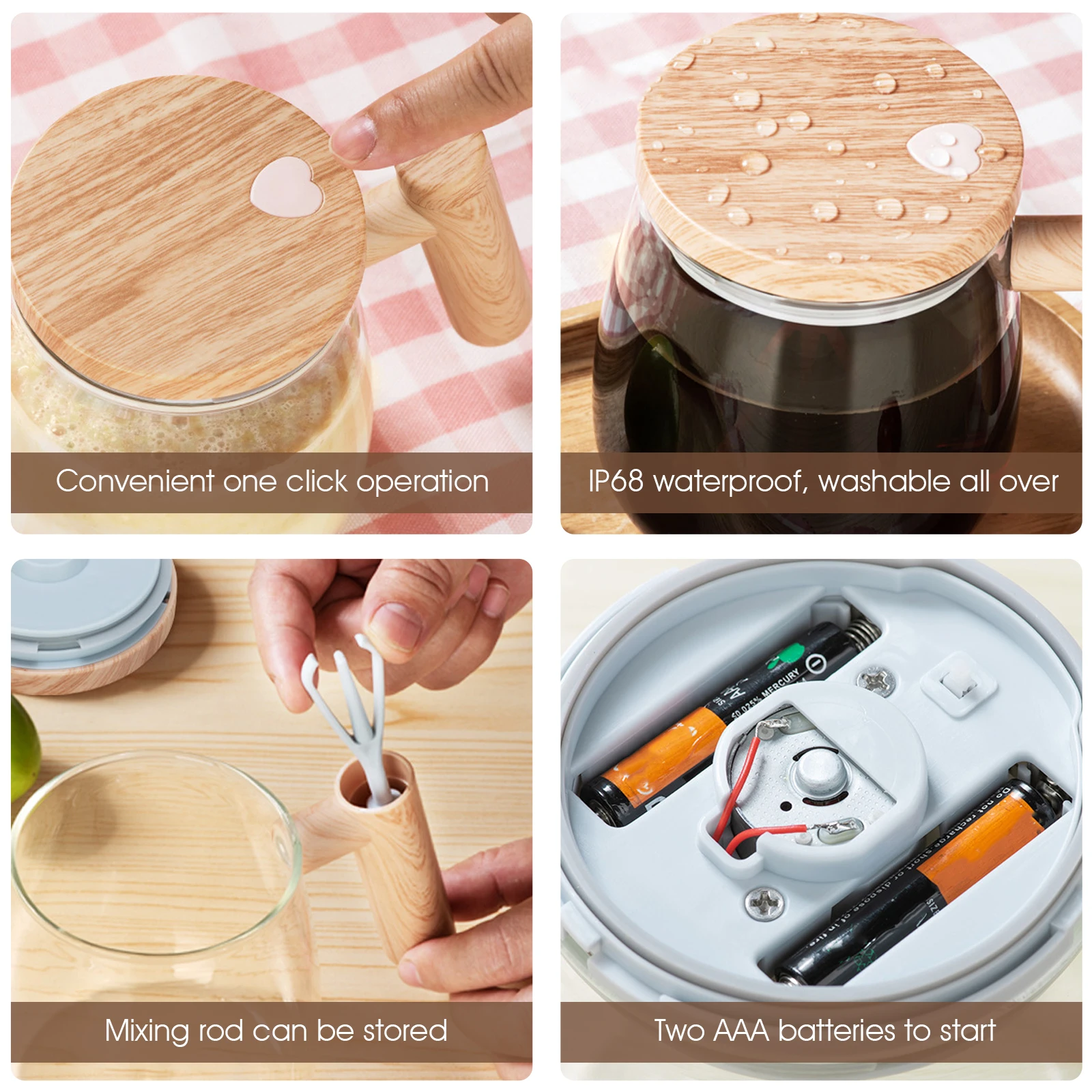 Electric Glass Mixing Mug with High Speed Stirring for Coffee and Protein Shakes