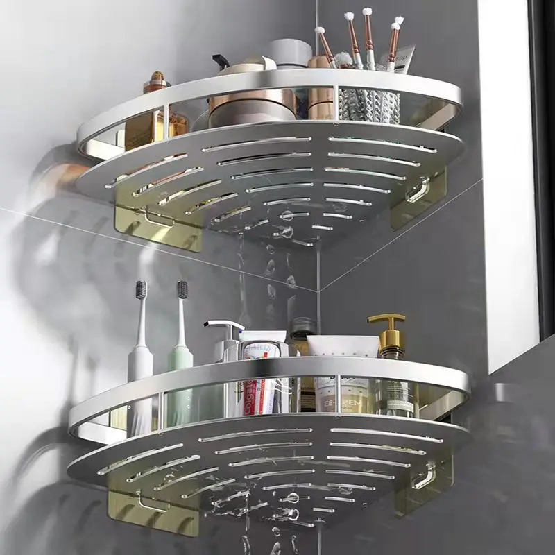 Bathroom Shelf Kitchen Storage Organizer Aluminum Alloy Shampoo Rack Shower Shelf Bathroom Accessories No Drill Shelf 2