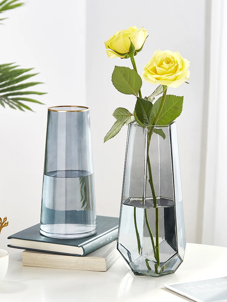 Severská kreativní jednoduchý sklo vázy lehký luxusní sit' červená květin vodní váza domácnost ornamenty