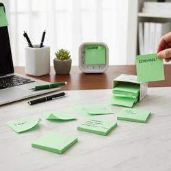 Green Sticky Note Pad - 100 Sheets with Removable Strips for Students, Memos, and Labels (Light green)