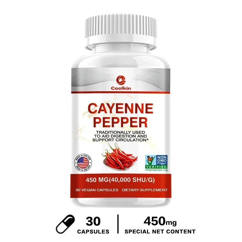 Cayenne Pepper Capsules - Promotes Bones, Joint and Heart Health, Pain Relief, Anti-aging, Improves Digestion &Blood Circulation