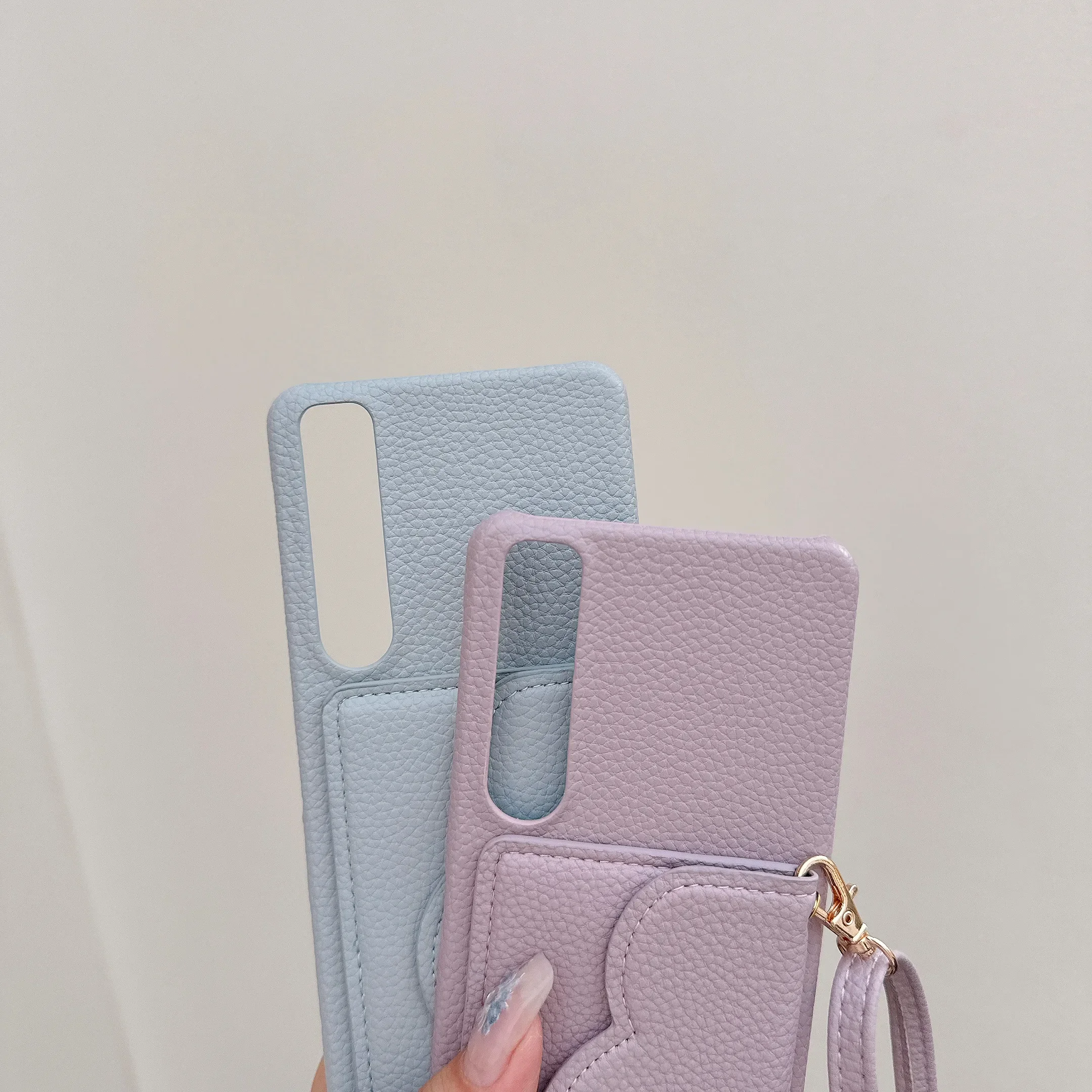 Leather Crossbody Card Holder Wallet with Lanyard Strap and Neckband