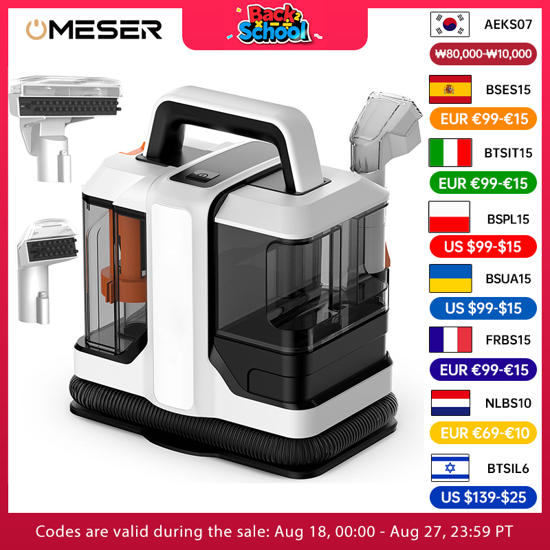 OMESER W05 Handheld Carpet Cleaner 750W 15Kpa Corded Spot Clean Machine Wet Fabric Carpet Sofa Cleaning Pet Portable Car 