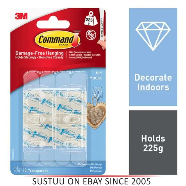 3M Command Clear Mini Hooks Damage-Free Hanging hook adhesive plastic hooks clear with command clear strips 6