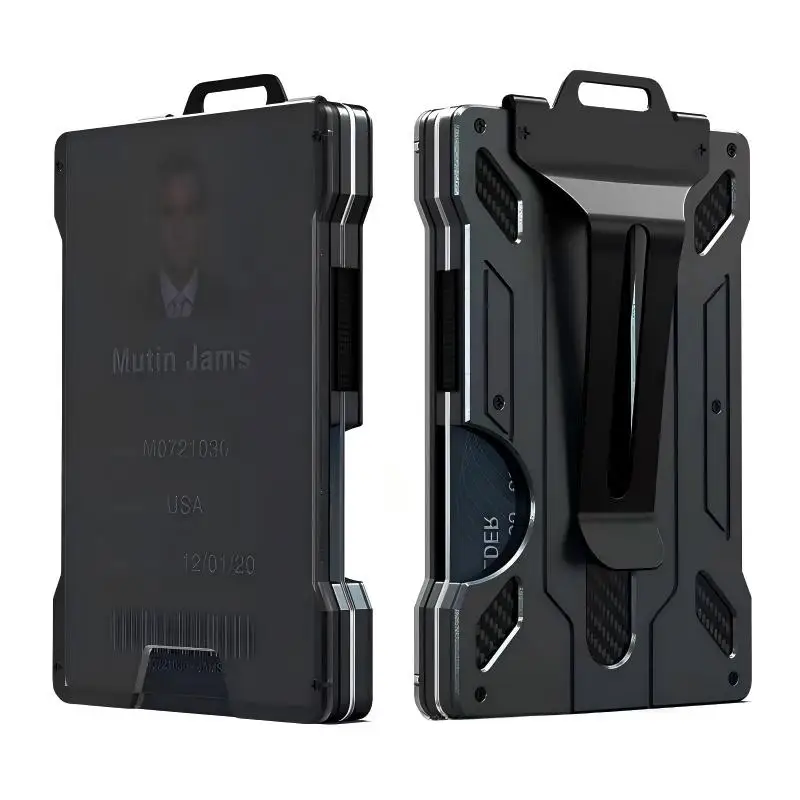 Sleek Aluminum RFID Wallet for Men - Minimalist Design with Metal Money Clip, 15-Card Capacity & Clear ID Window
