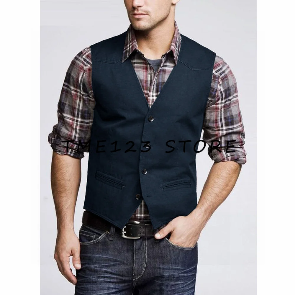 Men's Suit Vest Stand Collar Retro Slim Fit Sleeveless Steampunk Vest Wedding Groom Vest for men Waistcoat