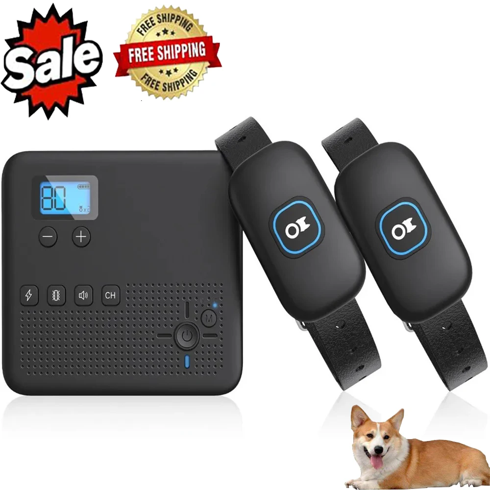Dog Electronic Fence Barking Stop Remote Control 2-in-1 Training Electric Shock Dog Collar