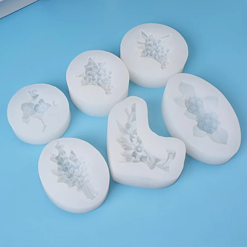 【Silicone Flower Mold Set】6Set of Silicone Flower Molds-Plum Blossom、Lavender、Linglan、Osmanthus、Hydrangea Candle Shape、Aromather