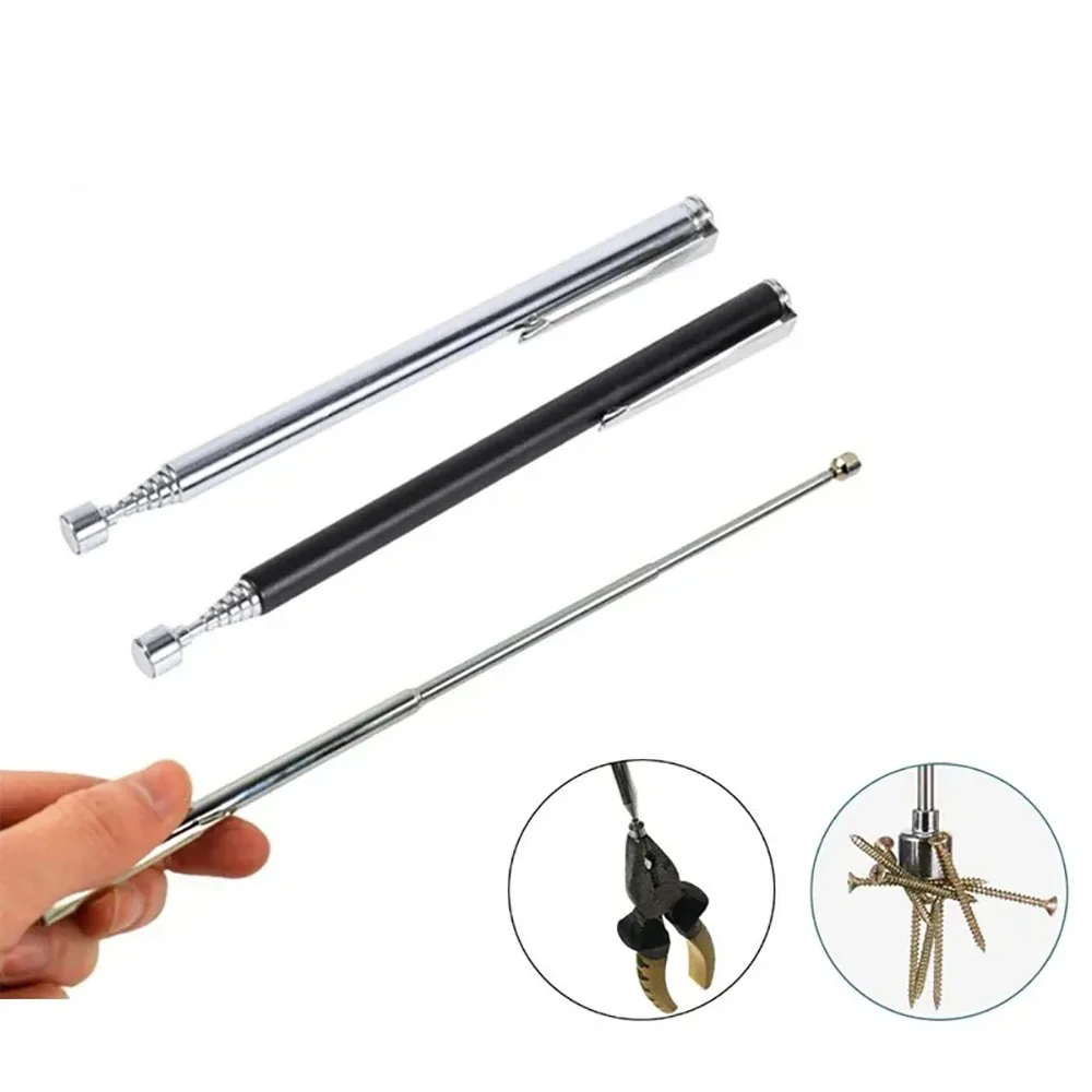 Extendable Pickup Rod Stick Portable Rotatable Silver Magnetic Pickup with Retractable Pen Clip Magnet Suction Rod Hand Tools