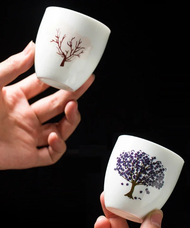 Explosive creative hot and cold dual sensing color changing ceramic tea cup, personal tea cup