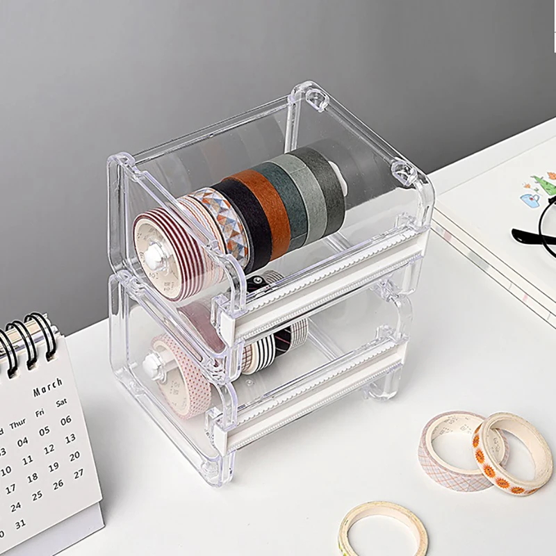 1PC 10.3x9.2x7.1cm taglierina per nastro adesivo Washi Tape Storage Organizer Cutter Organizer per Dispenser di nastro per ufficio - immagine 4