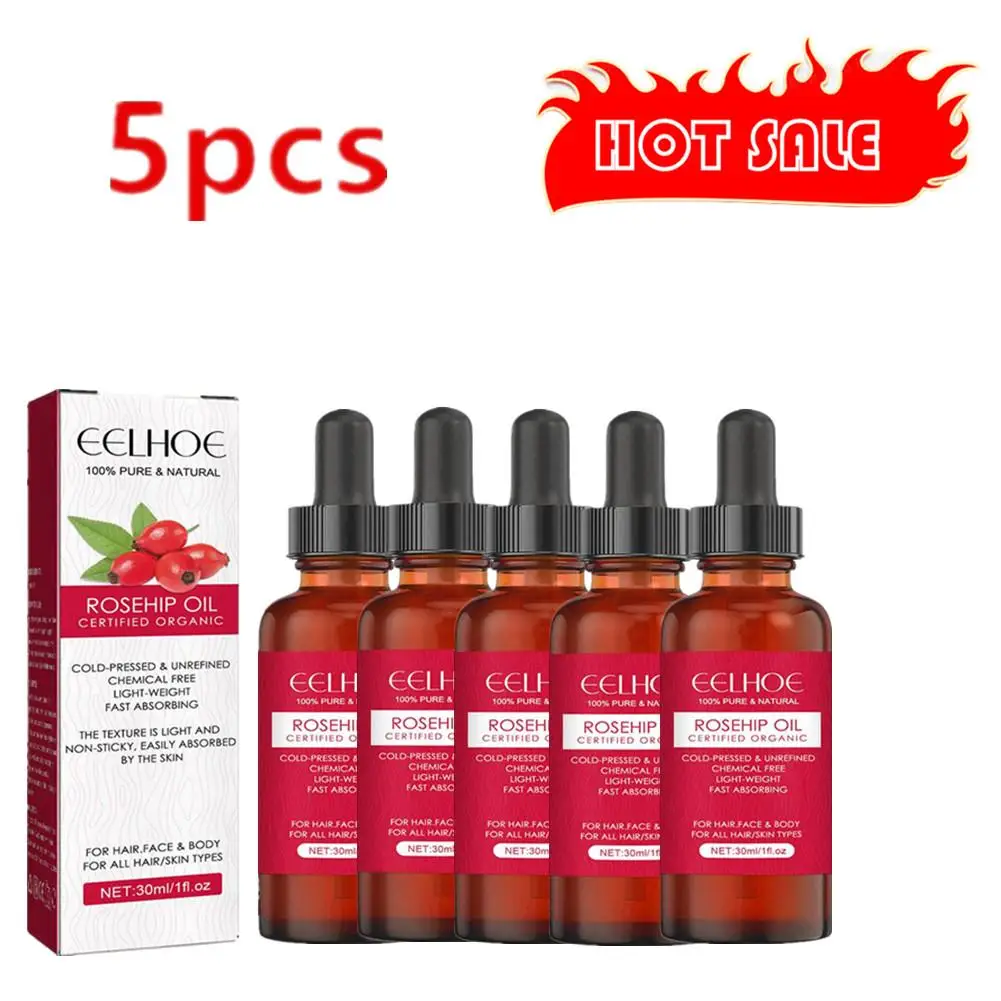 

5PCS 30ml Organic Rosehip Seed Oil For Face Pure Cold Pressed Facial Oil Natural Moisturizing Skin Care Serum For Scars Stretch