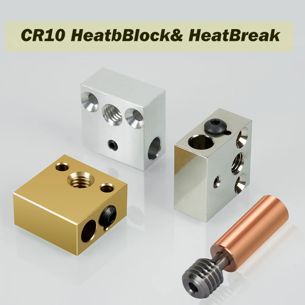 

Top CR10 Heat Block Plated Copper Aluminum Brass CR10 Bimetal Heat Break CR10 Throat For Ender 3 CR10S Hotend 3D Printer Parts