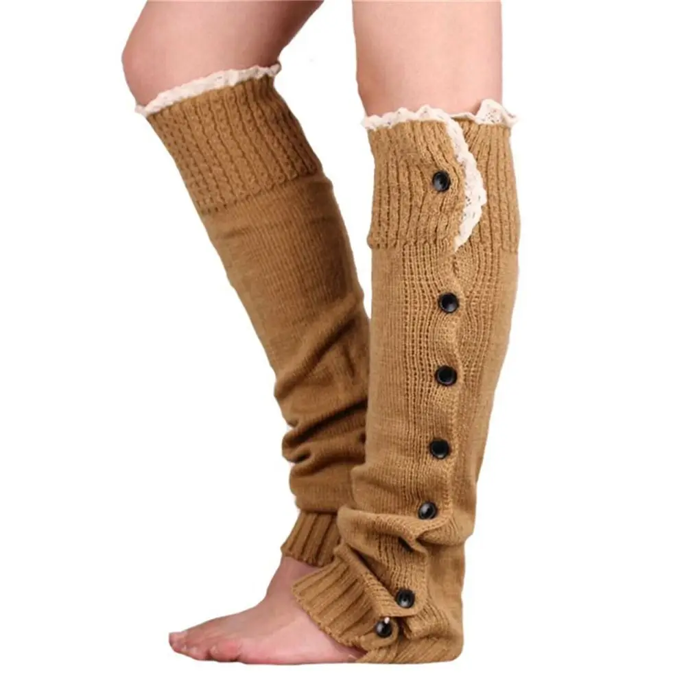 Quality Knitted Ankle Warmers Boot Winter Leg Warm Elastic Lace Knee High Long Foot Covers Soft Warmer Socks_voghion.com