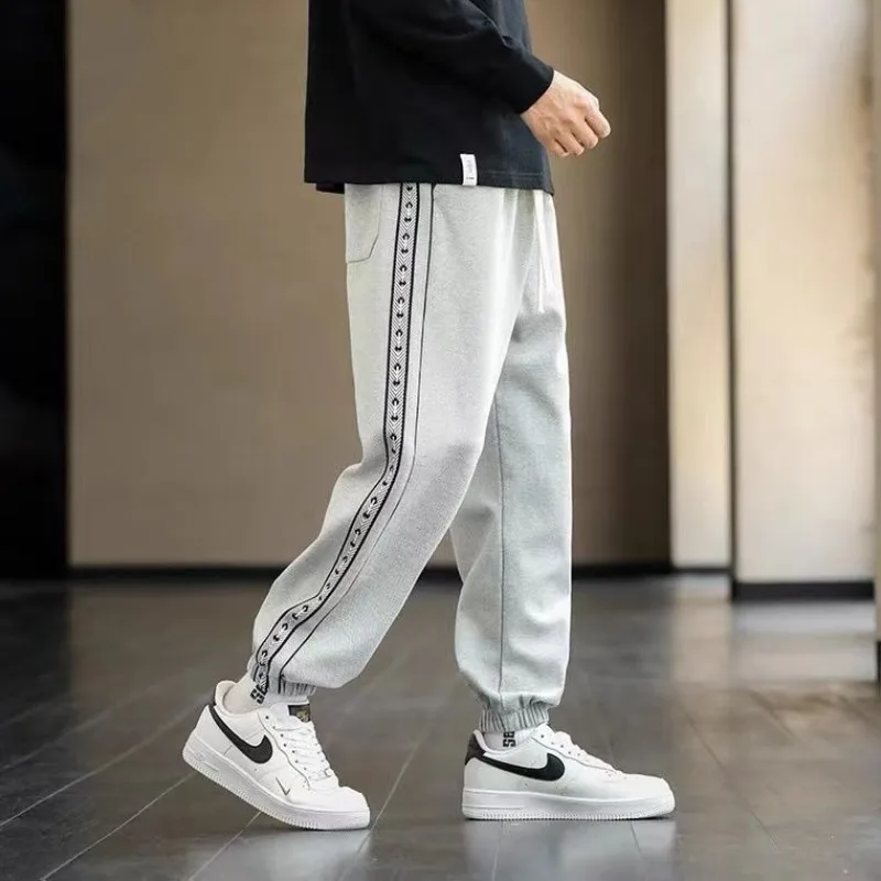 Korean Men Clothing Sweatpants Spring Summer New Streetwear Fashion Male Loose Straight Casual Grey Black Versatile Trousers