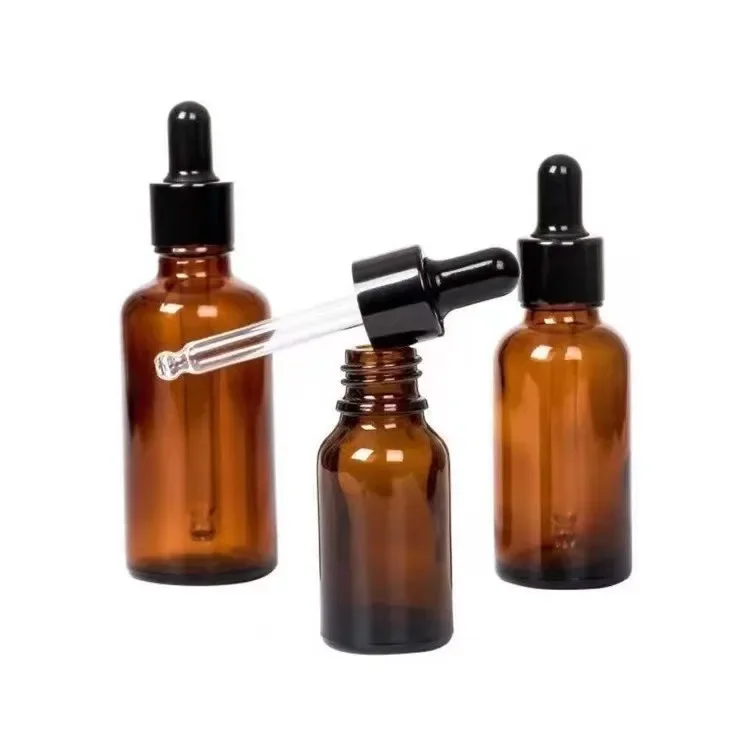 14pcs 30/50ml Essential Oil Glass Aromatherapy Perfume Liquid Brown Empty Dropper Bottle Massage Refillable Pipette Bottle