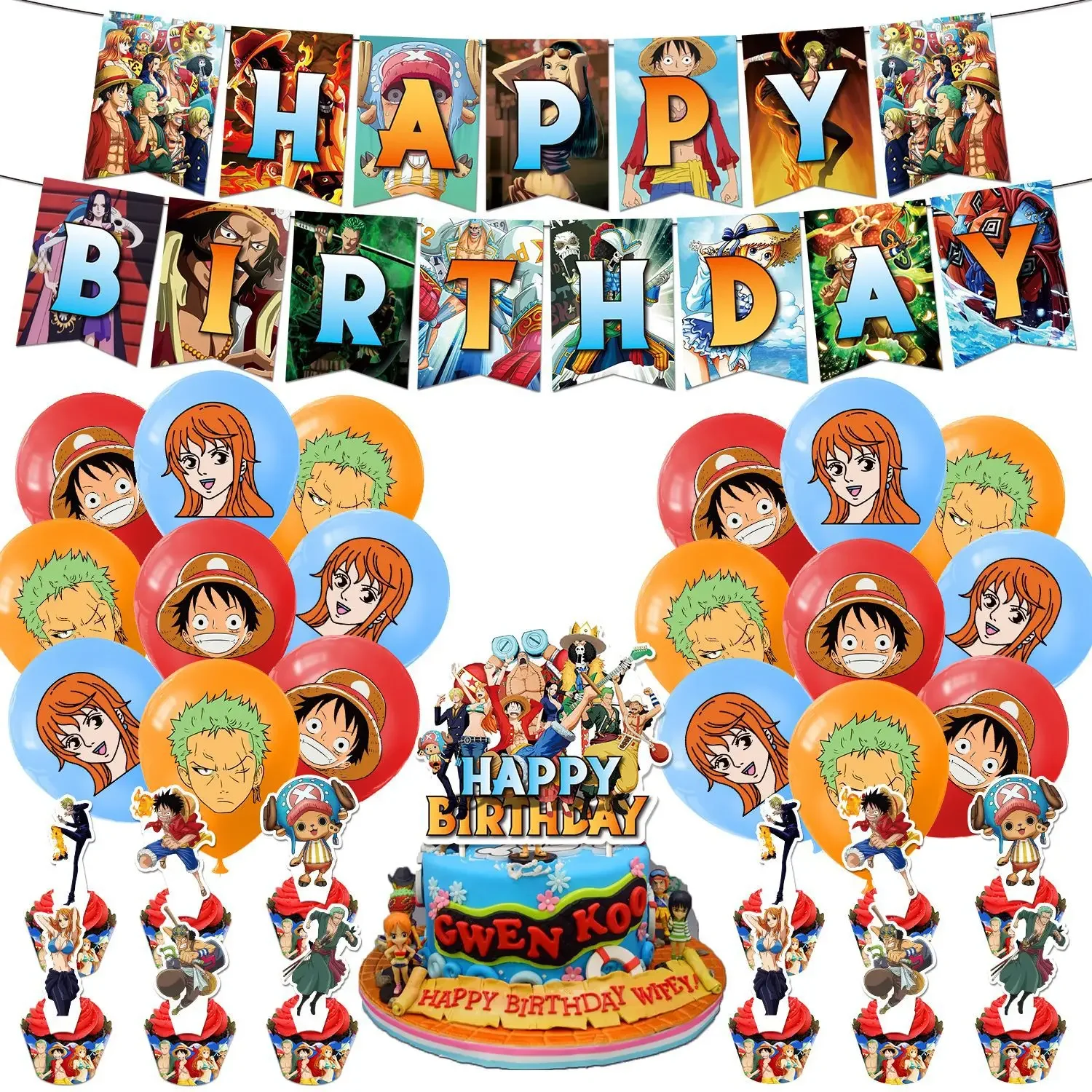 1Set Forniture Per Feste Di Compleanno Bandiera Tirare Banner Torta Palloncino Bambini Festa Di Compleanno Set Banner Bandiera Tirando Torta Bandiera 