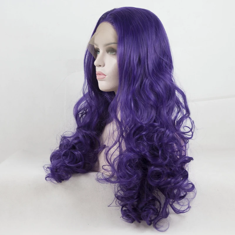 Purple Blonde Loose Wave Synthetic Hair 13X4 Lace Front Wig For Black Women High Temperature Fiber Natural Hairline