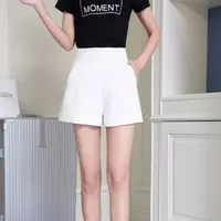 Women Shorts Spring Summer Casual High Waist A-line Shorts Loose Wide Leg Chiffon Shorts Chic Lady Black White Suit Shorts - Image 4