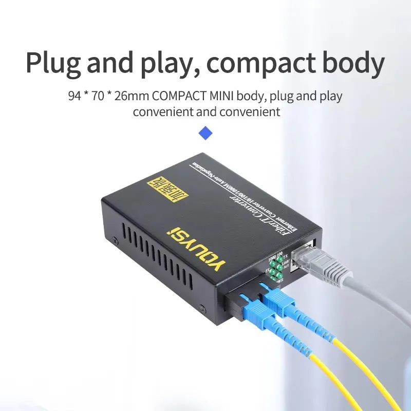 YOUYSI High Quality YYS-MC512-20 1000M SC Dual fiber 1.25G 20KM Fiber Optical Media Converter Single Mode Fiber Transceiver