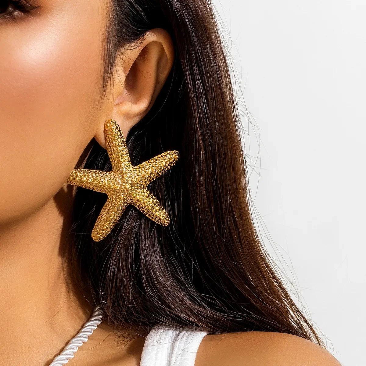 Gold Color Conch Starfish Seashell Earrings Boho Ocean Scallop Shell Ear Studs Statement Star Necklace Summer Beach Jewelry Gift