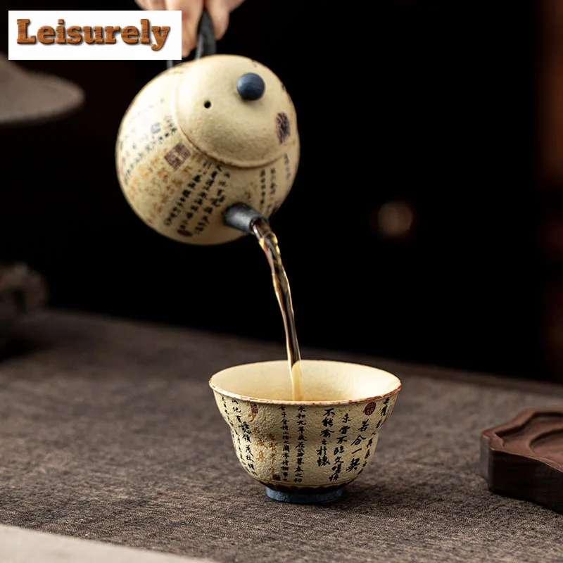 Blue And White Firestone Red Orchid Pavilion Preface Teacup Retro Tea Bowl Mug Tea-tasting Personal Cup Chazhan Master Cups Gift