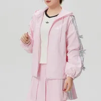 Adidas Veste coupe-vent à capuche pour femme Coupe ample Vêtements de sport décontractés KR7603 5