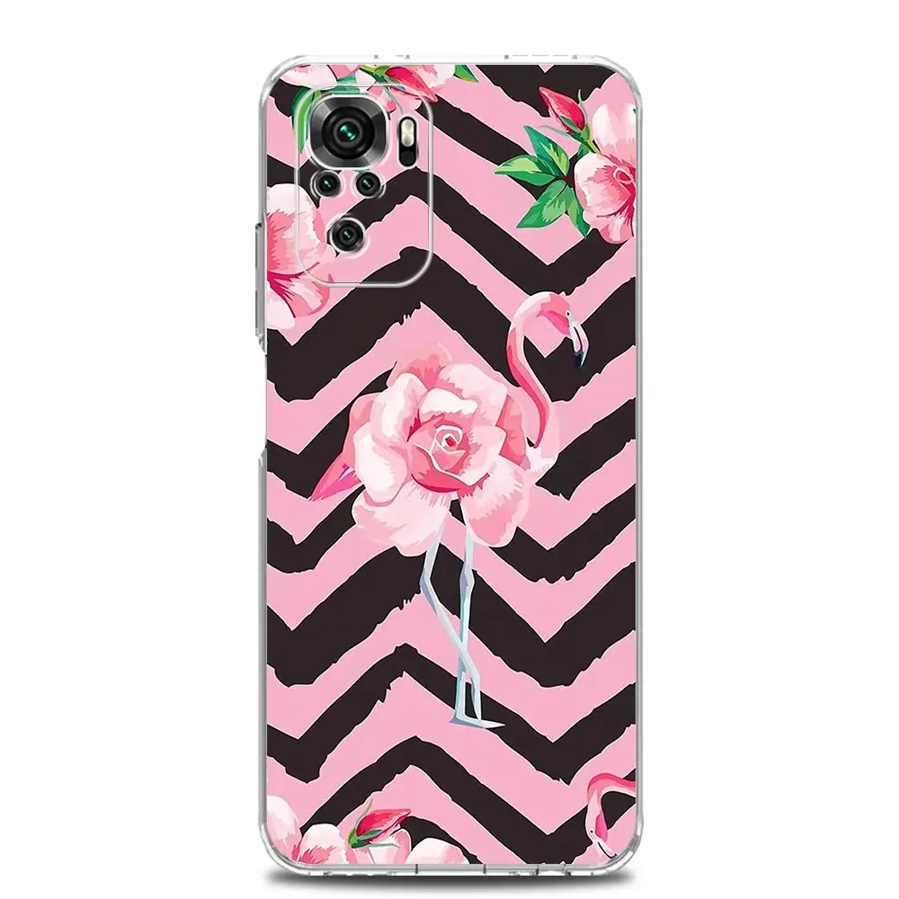 Clear Pink Flamingo Leaf Design Phone Case