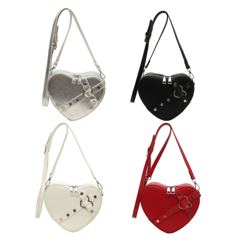 

Trendy Love Heart Rivet Crossbody Purse Shoulder Bag with Adjustable Strap for Women Girls