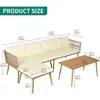 4 Pieces Patio Furniture Set, Outdoor Rattan Woven Conversation Sectional L-Shaped Sofa for Backyard, Porch, Boho Detac 2