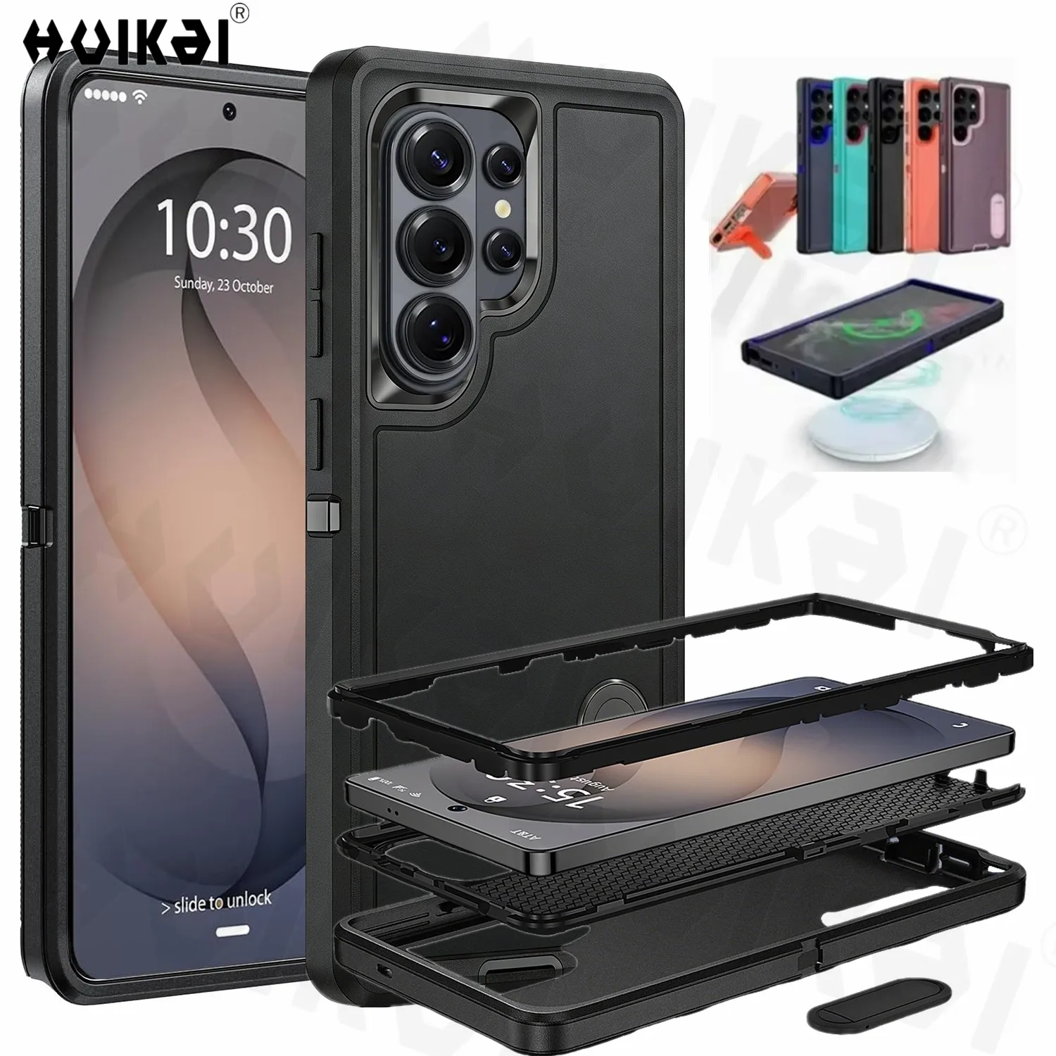 Heavy Duty Shockproof Rugged Phone Case with Kickstand and Anti-Scratch Protection