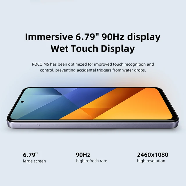 Global Version POCO M6 NFC Cellphone 128GB/256GB 108MP Main Camera 5030mAh 33W Fast Charging 6.79" 90Hz Display Xiaomi HyperOS 5