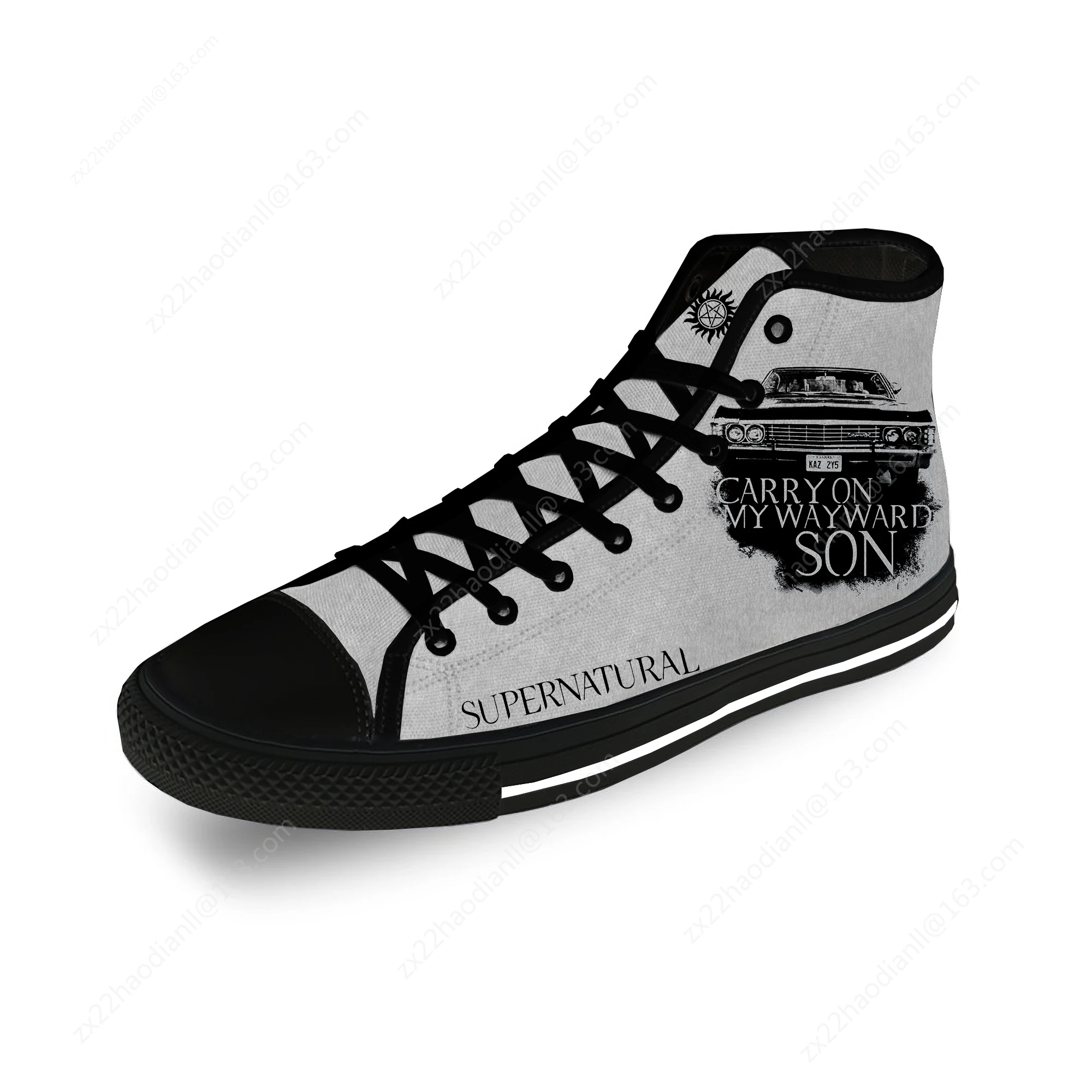 Carry on My Wayward Son Supernatural Cool Casual Cloth 3D Print High Top Canvas Shoes Men Women Lightweight Breathable Sneakers