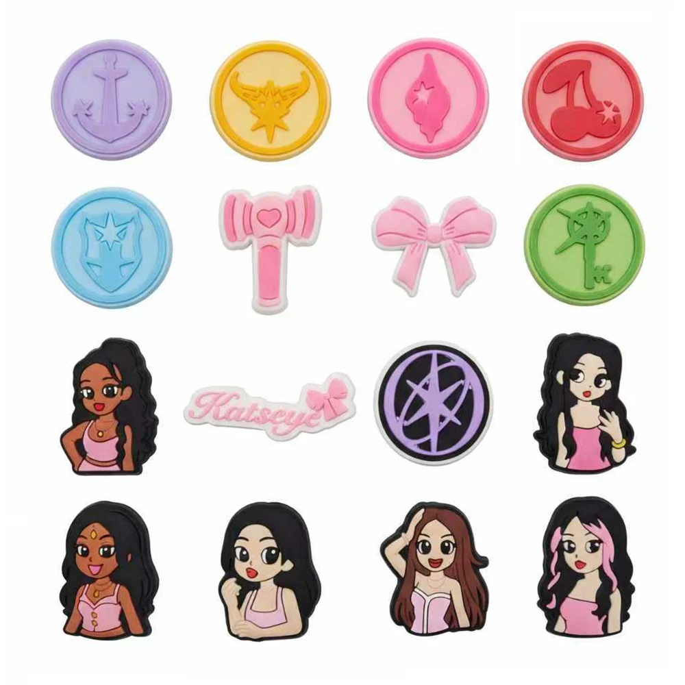 1/16/50pcs 음악 KATSEYE PVC 신발 참 DIY 샌들 신발 버클 시리즈 신발 장식 액세서리 친구 선물