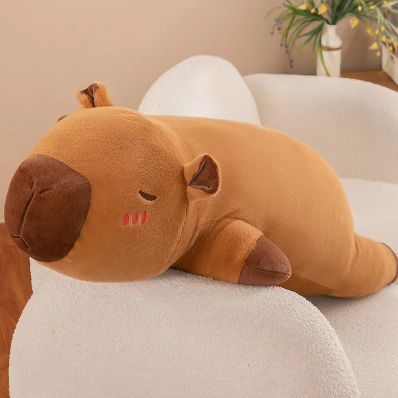 Kawaii Capybara Plush Toy Stuffed Capibara Fluffy Doll Long Sleep Soft Pillow Sofa Cushion Sleeping Children Toys Gift