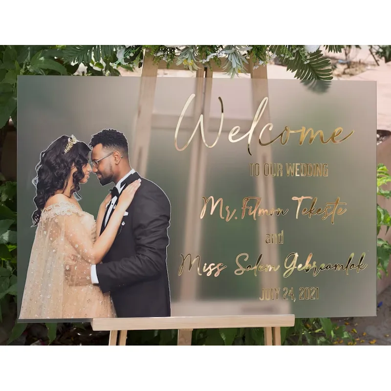 Personalizzato smerigliato acrilico ultimo nome segno di nozze