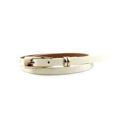 Fashionable PU Leather Narrow Belt with Multicolor Decoration (White)