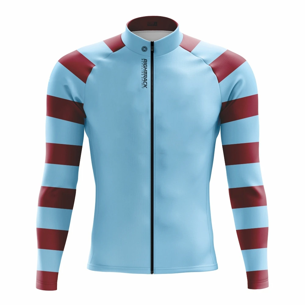 thumbnail image 1 of Maillot de ciclismo de invierno para hombre, ropa de ciclismo de manga larga con rayas, ropa térmica de malla/polar para primavera y otoño, ropa para bicicleta de montaña RIGHTTRACK, 1 of 5