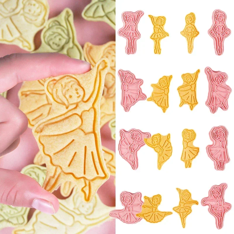 Cookie Cutter 8Pcs/set Dancing Lady Ballet Girl Fondant Embosser