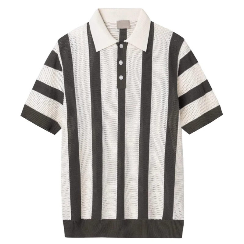 Contrast Color Striped Mens Polo Shirts Trendy Button Turn-down Collar Knit Tops Men Spring Summer Daily Casual Breathable Polos 6 S90afa95241ec4bc7876dca3d62c90024I