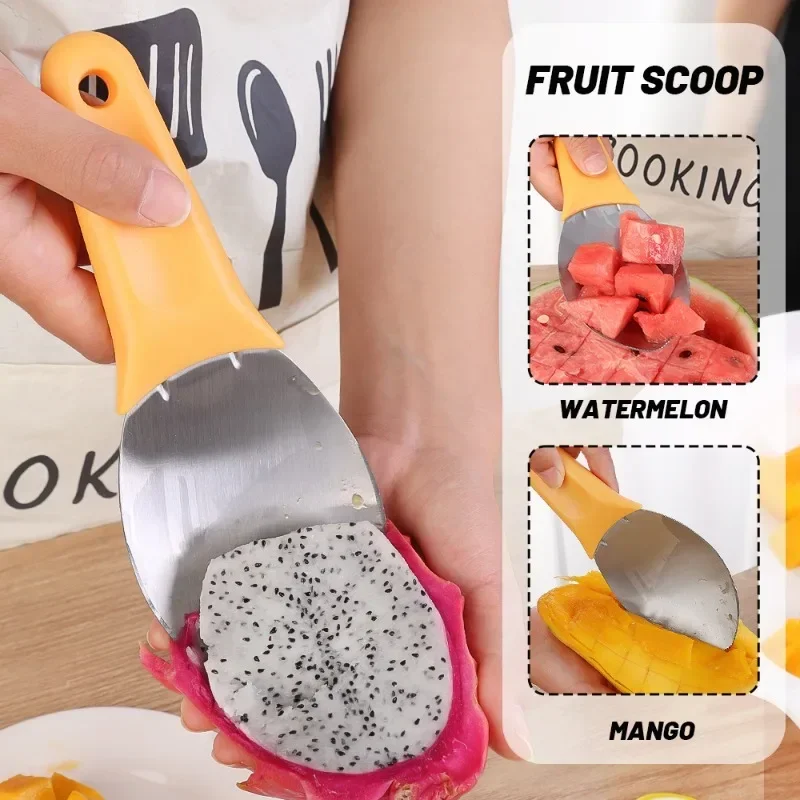 Multifunctional Fruits Peeling Spoon Mango Meat Separator Cutter Home Kitchen Gadgets Fruits Watermelon Cutting Digging Spoon