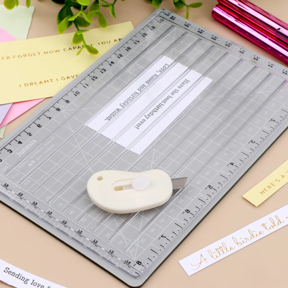 Craft foil paper cutters quick trimmer for foil and paper with blade helpful grid line easy sentiment strips trimming craft tool