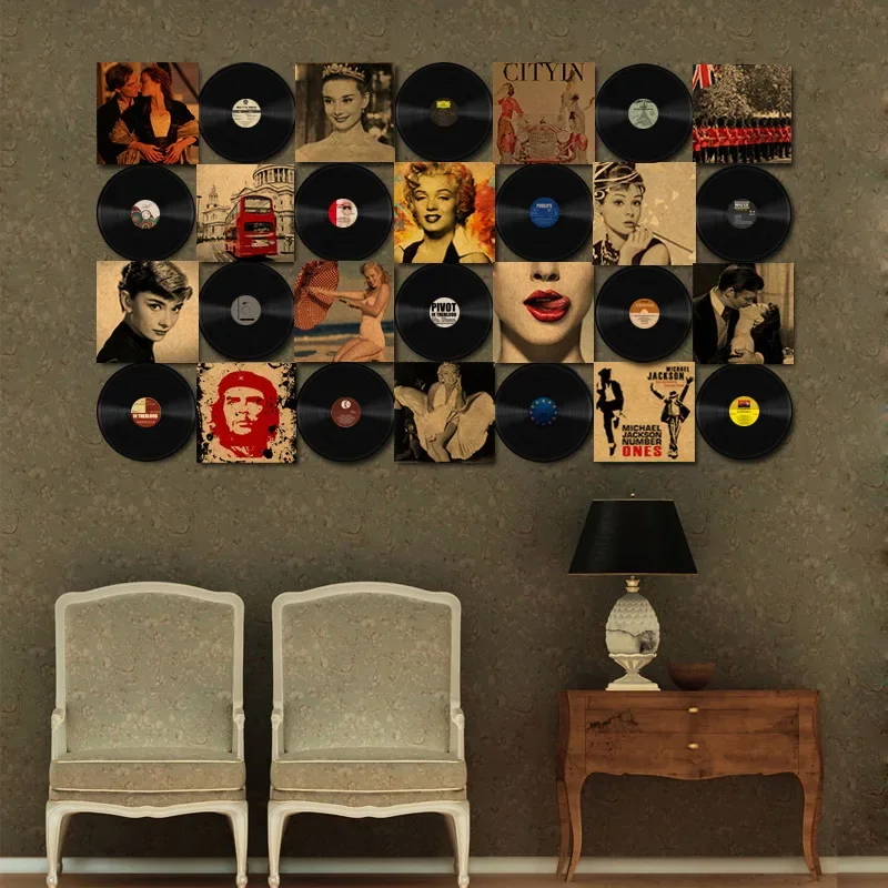 Black vinyl record poster wall decoration loft industrial style store bar coffee shop personalized background wall decoration