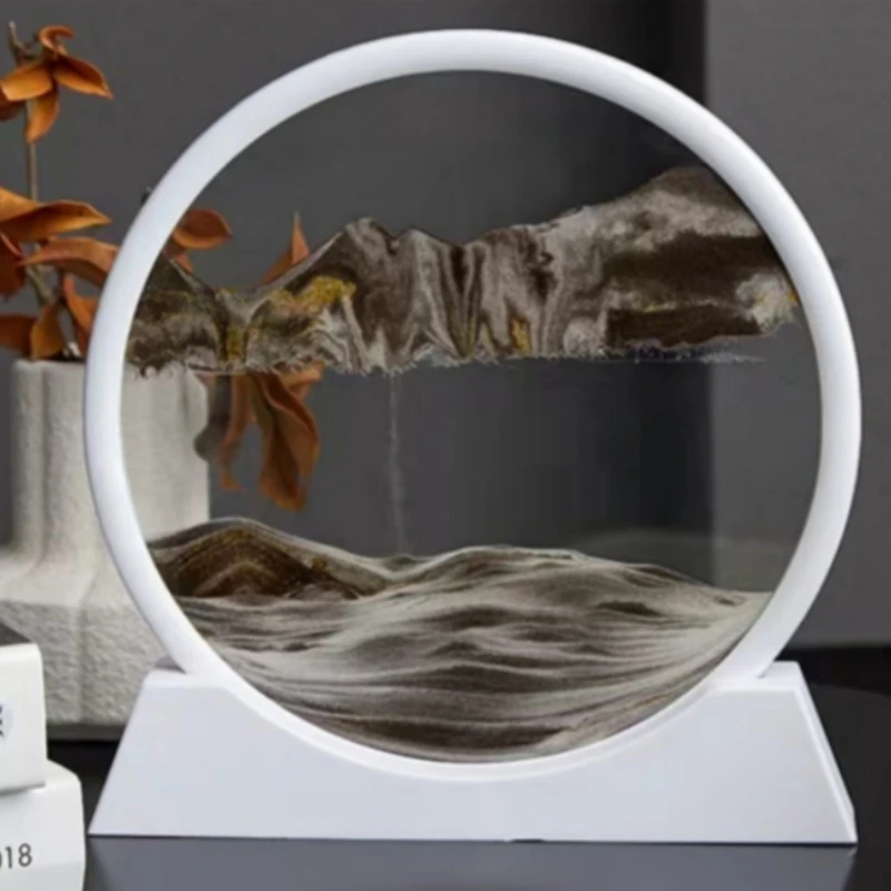7/12inch Activity Sand Painting Round Glass 3D Hourglass Abysmal Sea Quicksand In Motion Display Frame for Home Decoration Gift sand timer,liquid hourglass timer,colored hourglass