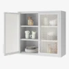Retro Style Wall Mounted Cabinet Table-Top Storage Cabinet with Hazy Glass Doors and 2 Adjustable Shelves for Bathroom Kitchen L 5