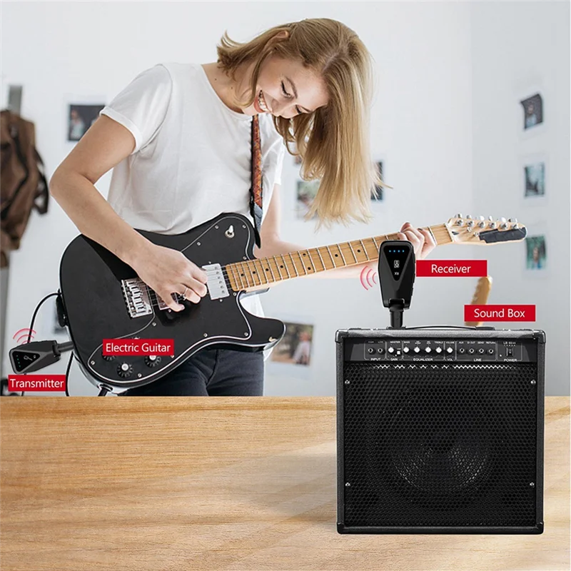 Hot Sale UHF Guitar Microphone System Wireless Guitar Transmitter Receiver For Electric Plug And Play For Studio