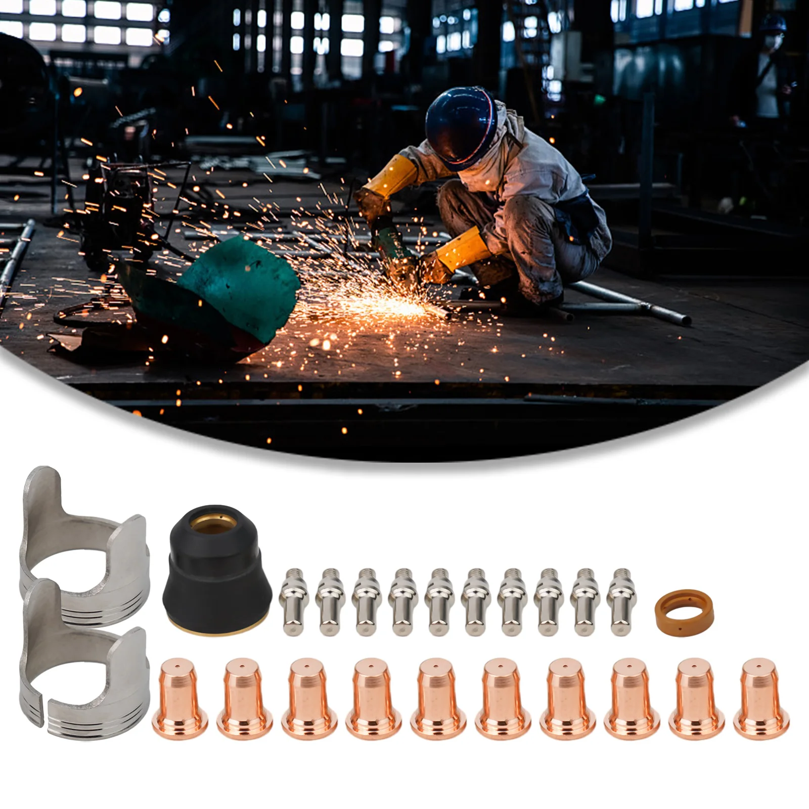 

Welding Torch Plasma Electrodes Cutting Nozzles 1.0mm 40-50A 52582 Electrode Copper Hafnium For IPT-60 IPT-40 PT40