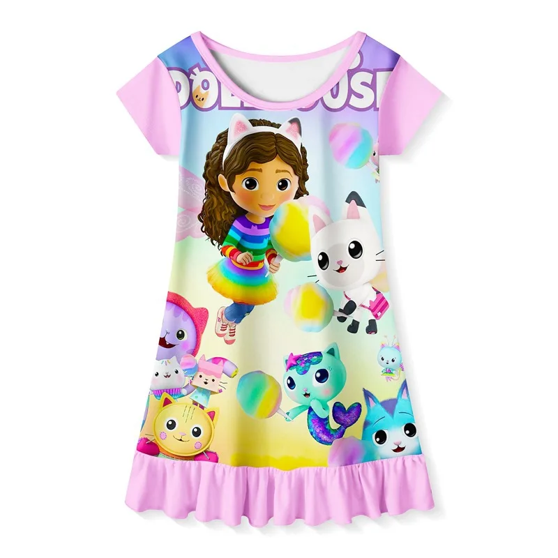 

Gabbys Dollhouse Toddle Clothes Baby Girls Short sleeve Princess Dress Kids Cartoon Cats-tastic Wedding Birthday Party Clothing