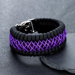 Colorful Handmade Paracord Survival Bracelet with Metal Clasp - 20cm (Purple)
