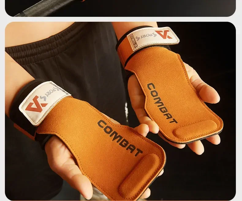 Professional Cowhide Leather Gym Grips For Weight Lifting Pads_voghion.com